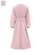 Women'S Elegant Office to Party Dress - Long Sleeve V-Neck Wrap, Formal & Casual Chic Outfits - Fall Winter Workplace to Evening Events - Women'S Professional Attire, Office Dress, Workwear Elegance, Flowy Fabric Gown, Women Dress, Wedding Guest Women Dress