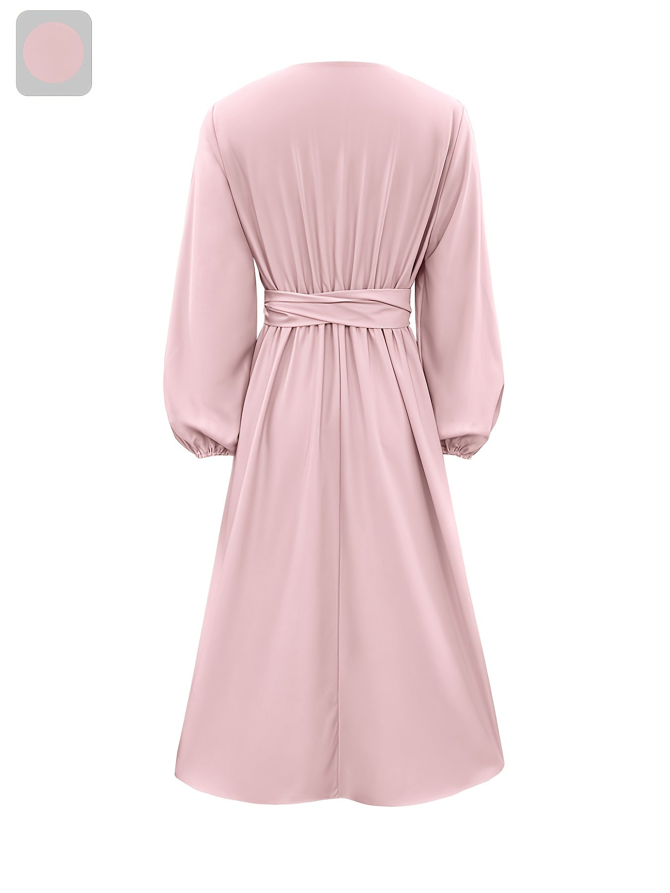 Women'S Elegant Office to Party Dress - Long Sleeve V-Neck Wrap, Formal & Casual Chic Outfits - Fall Winter Workplace to Evening Events - Women'S Professional Attire, Office Dress, Workwear Elegance, Flowy Fabric Gown, Women Dress, Wedding Guest Women Dress