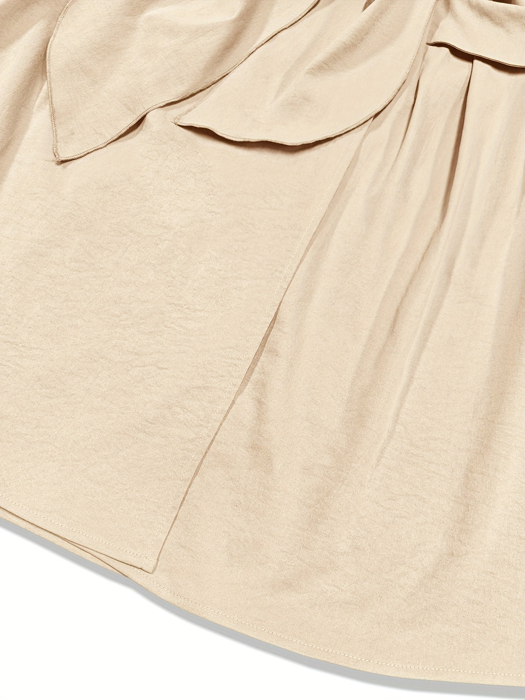 Women's Sleeveless A-Line Dress - Mustard Yellow Lapel Collar with Adjustable Waist Bow Tie & Pockets, Knee-Length Flared Hem, Loose Fit Machine-Washable Spring/Summer Casual to Semi-Formal Dress, Spring Outdoor Attire