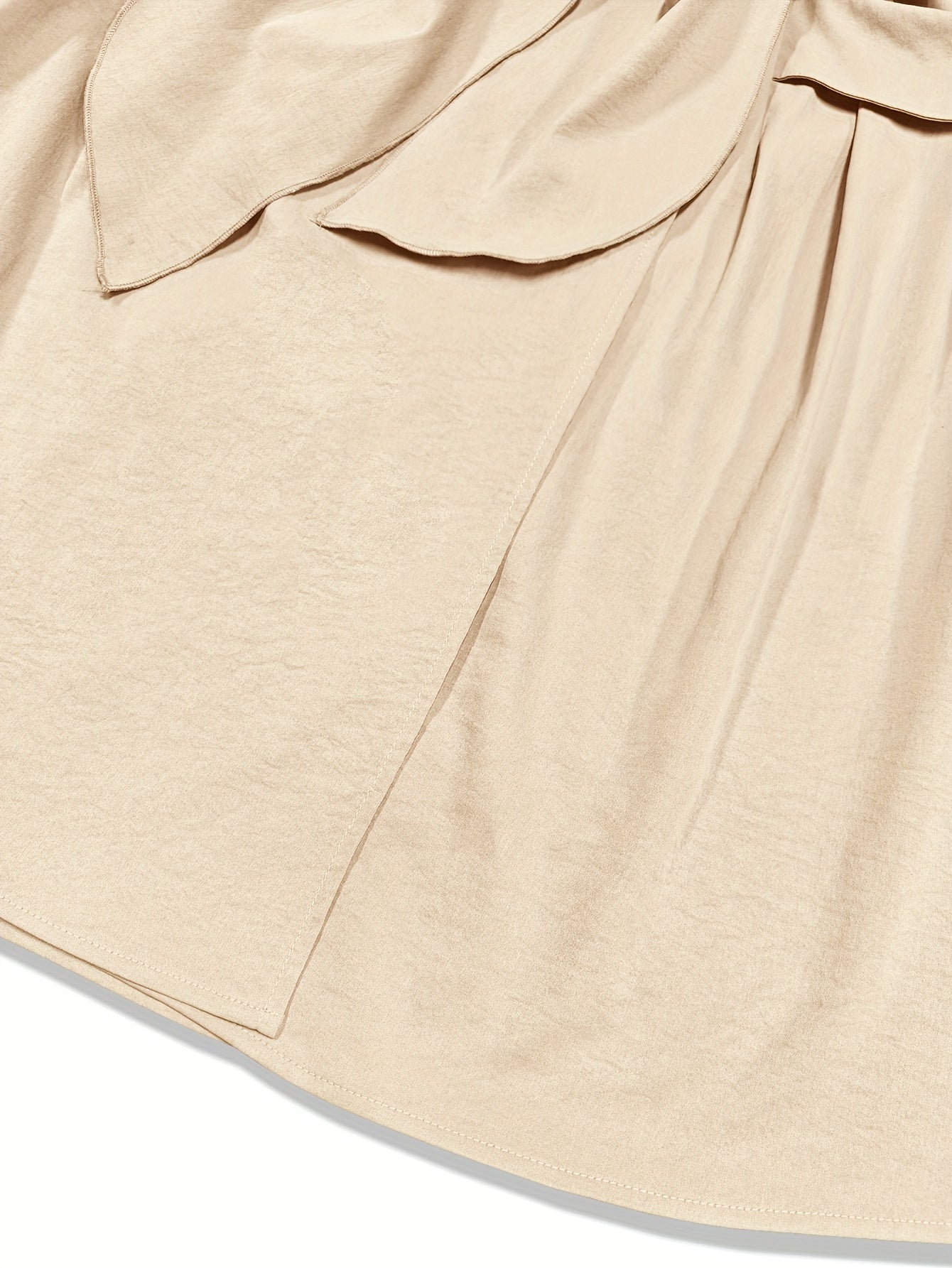 Women's Sleeveless A-Line Dress - Mustard Yellow Lapel Collar with Adjustable Waist Bow Tie & Pockets, Knee-Length Flared Hem, Loose Fit Machine-Washable Spring/Summer Casual to Semi-Formal Dress, Spring Outdoor Attire