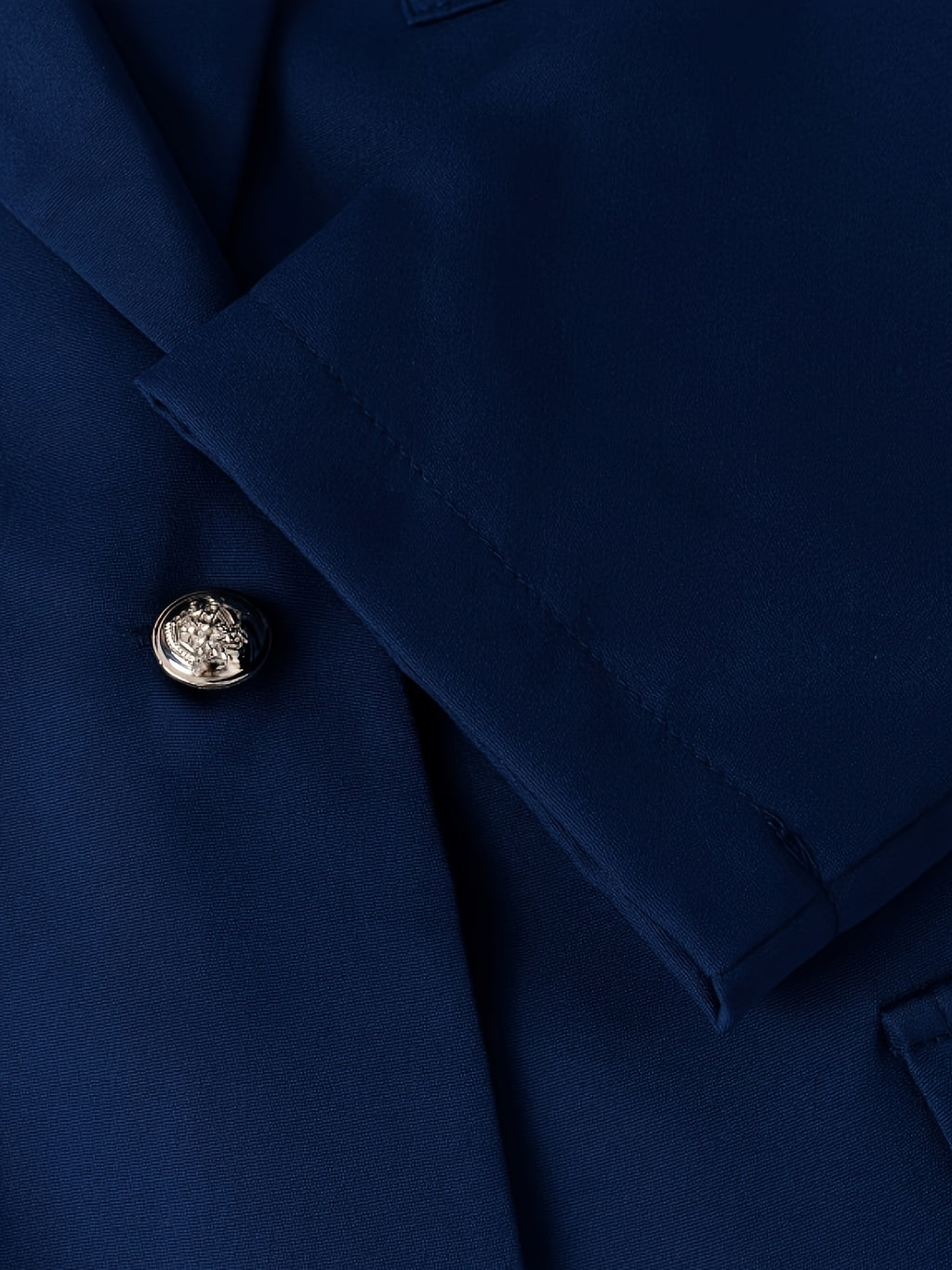 's Elegant Slim-Fit Tailored Blazer Jacket - Navy Blue Single-Breasted Lapel Collar, Structured A-Line Suit Coat for Workplace, Commuting & Daily Outfits, Machine Washable Winter Winter Jacket (No Belt)