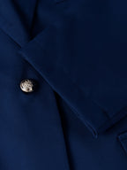 's Elegant Slim-Fit Tailored Blazer Jacket - Navy Blue Single-Breasted Lapel Collar, Structured A-Line Suit Coat for Workplace, Commuting & Daily Outfits, Machine Washable Winter Winter Jacket (No Belt)