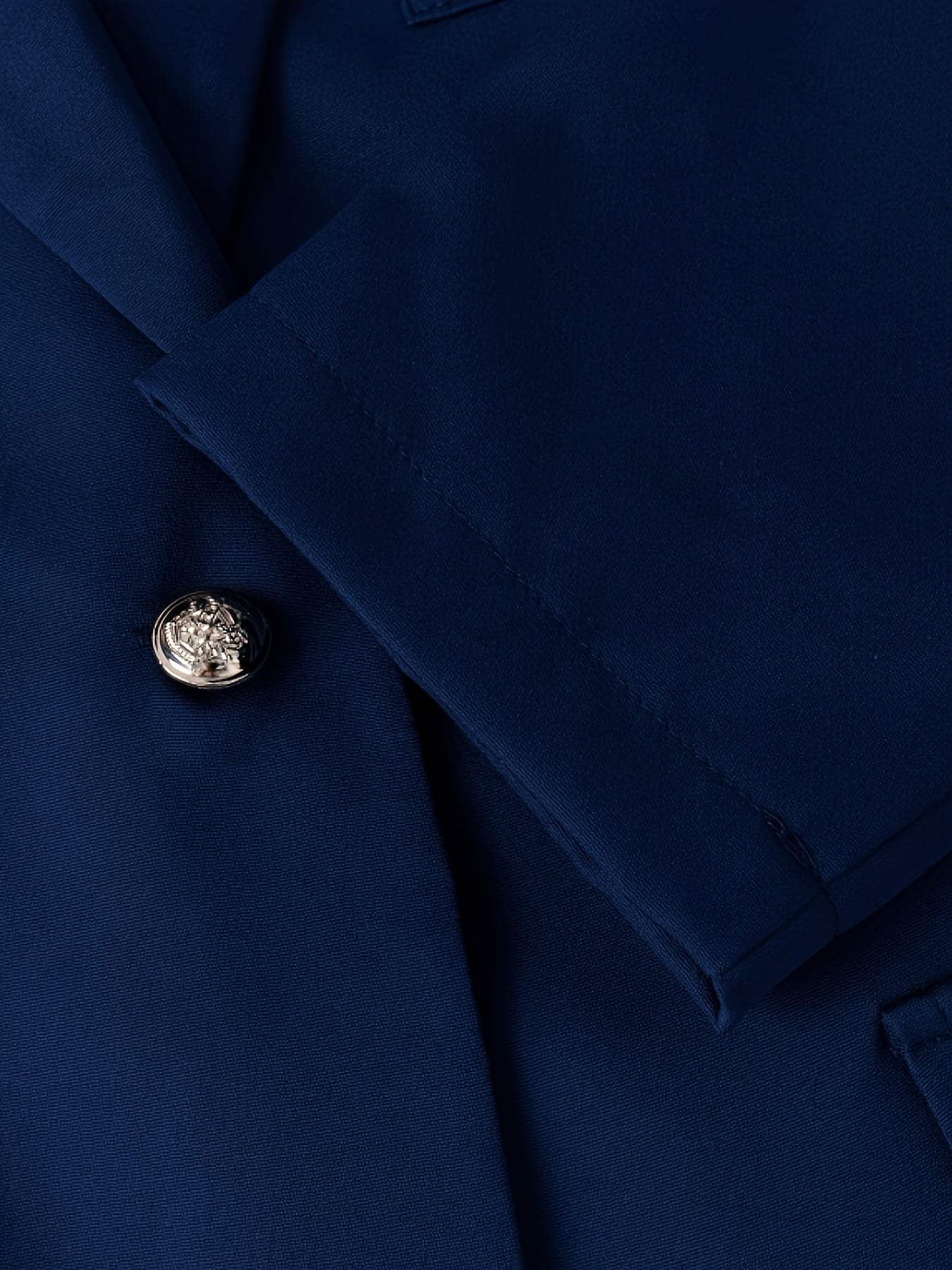 's Elegant Slim-Fit Tailored Blazer Jacket - Navy Blue Single-Breasted Lapel Collar, Structured A-Line Suit Coat for Workplace, Commuting & Daily Outfits, Machine Washable Winter Winter Jacket (No Belt)