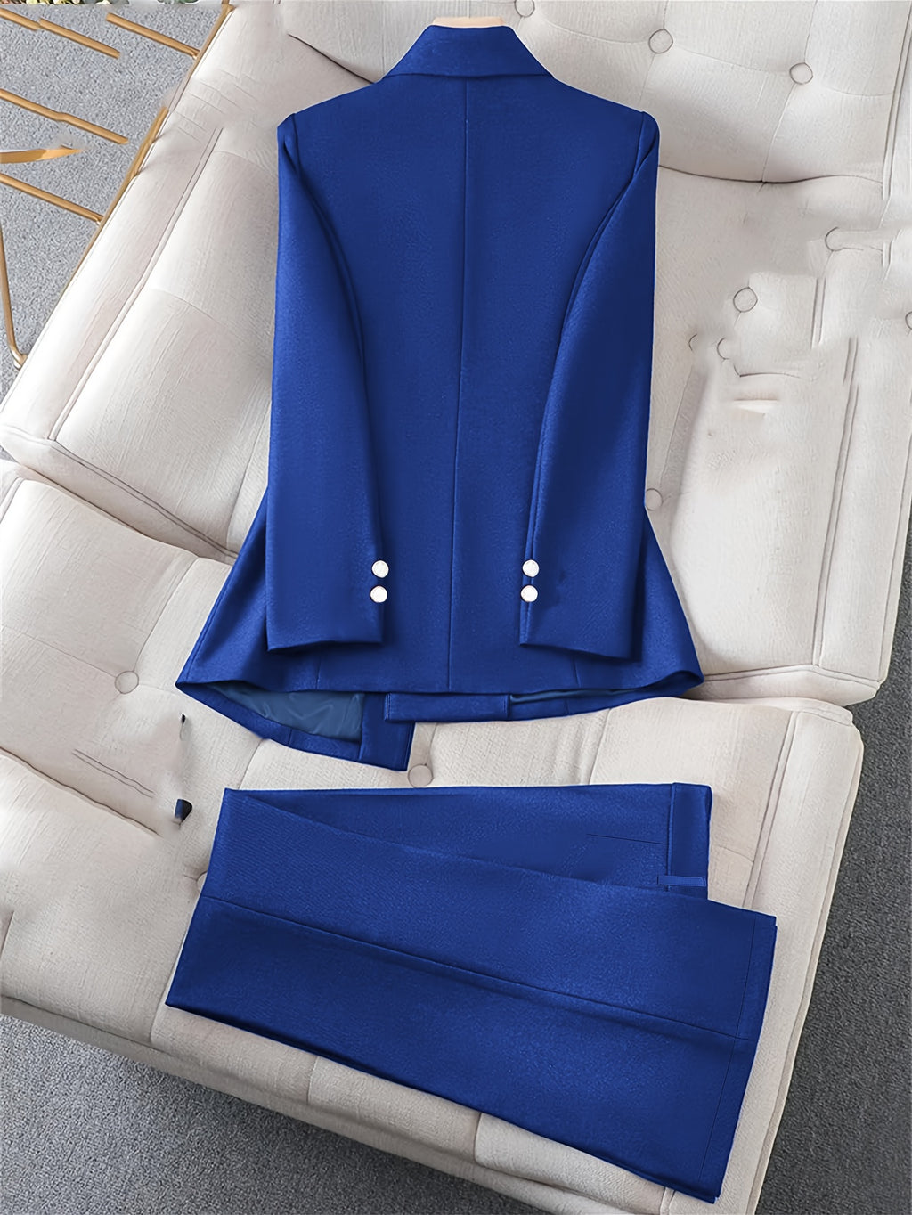 Autumn and Winter Women'S Solid Color Elegant Long Sleeve Top and Long Pants Two-Piece Set, Suit Set, Formal Trousers Suit, Women'S Business Work Suit and Pants Women'S Business Work Suit