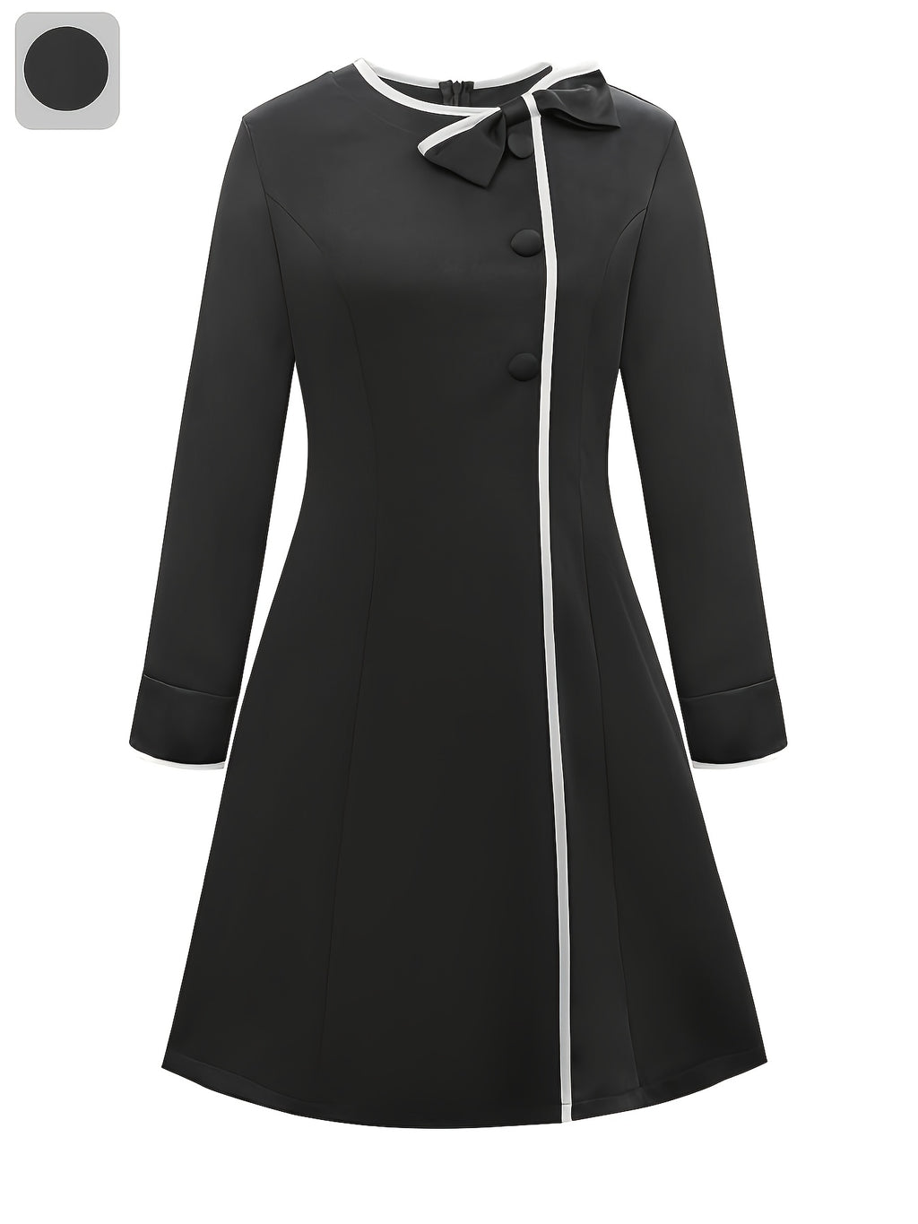 Women'S Elegant Black Dress - Long Sleeve Formal & Everyday Outfit, Flattering Fit for Fall/Winter, Office, Party, Wedding - Easy-Care Women'S Clothing for Women, Office Attire, Sophisticated Style, Quality Stitching, Party Wear, Classic Design
