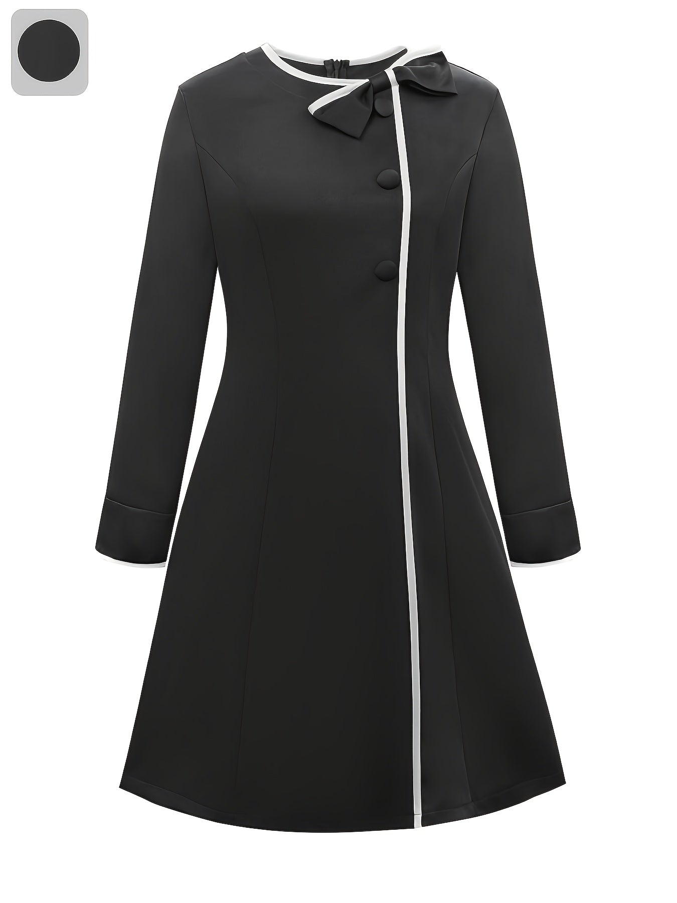 Women'S Elegant Black Dress - Long Sleeve Formal & Everyday Outfit, Flattering Fit for Fall/Winter, Office, Party, Wedding - Easy-Care Women'S Clothing for Women, Office Attire, Sophisticated Style, Quality Stitching, Party Wear, Classic Design