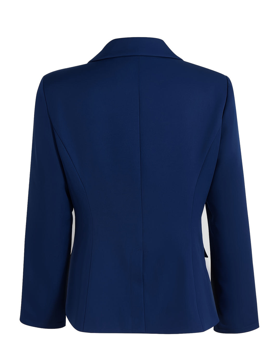 's Elegant Slim-Fit Tailored Blazer Jacket - Navy Blue Single-Breasted Lapel Collar, Structured A-Line Suit Coat for Workplace, Commuting & Daily Outfits, Machine Washable Winter Winter Jacket (No Belt)