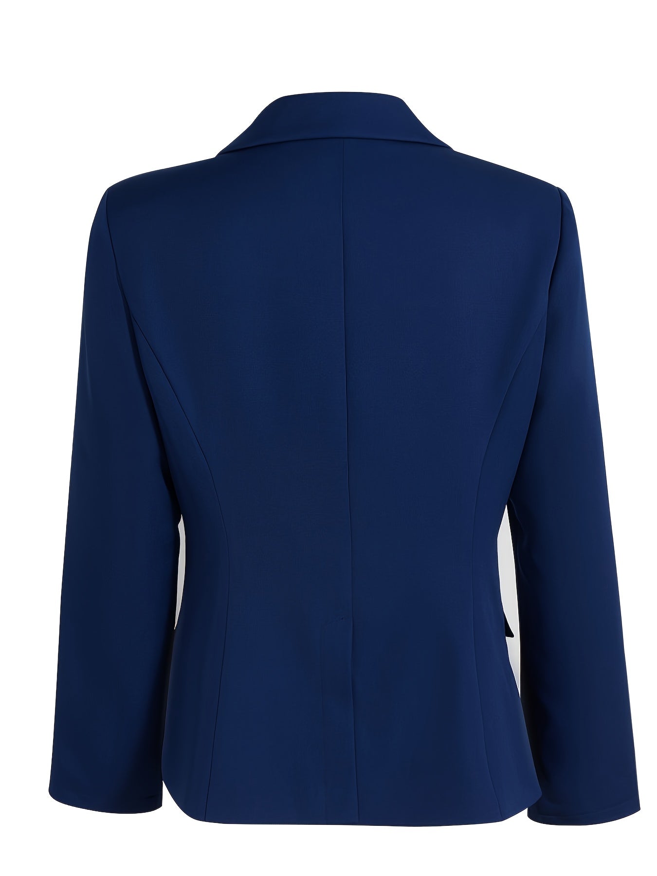 's Elegant Slim-Fit Tailored Blazer Jacket - Navy Blue Single-Breasted Lapel Collar, Structured A-Line Suit Coat for Workplace, Commuting & Daily Outfits, Machine Washable Winter Winter Jacket (No Belt)