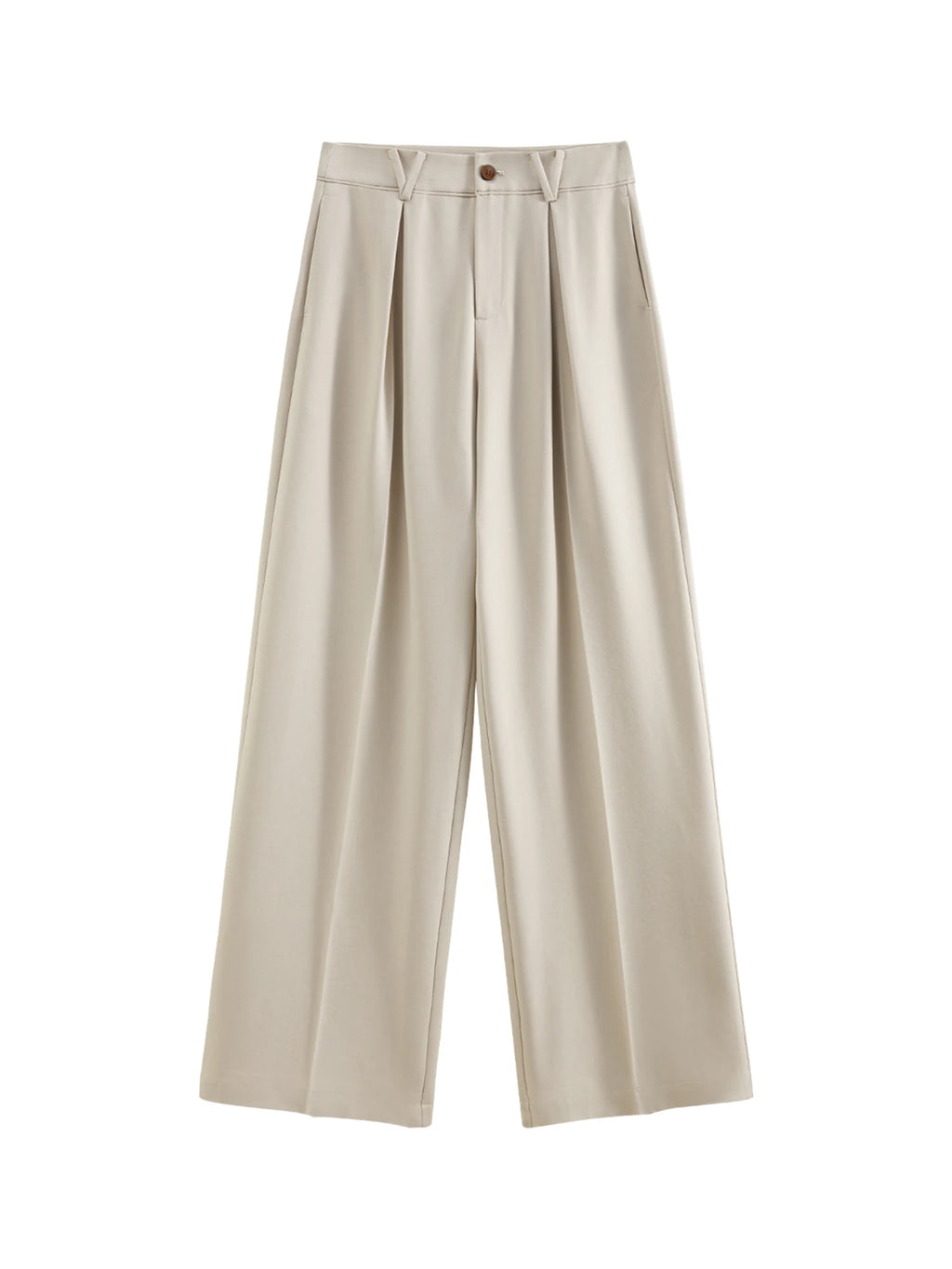 FSLE All-match Casual High Waist Straight Brown Pants For Women 2025 Spring New Design All-match Khaki Chic Pants 25FS11202