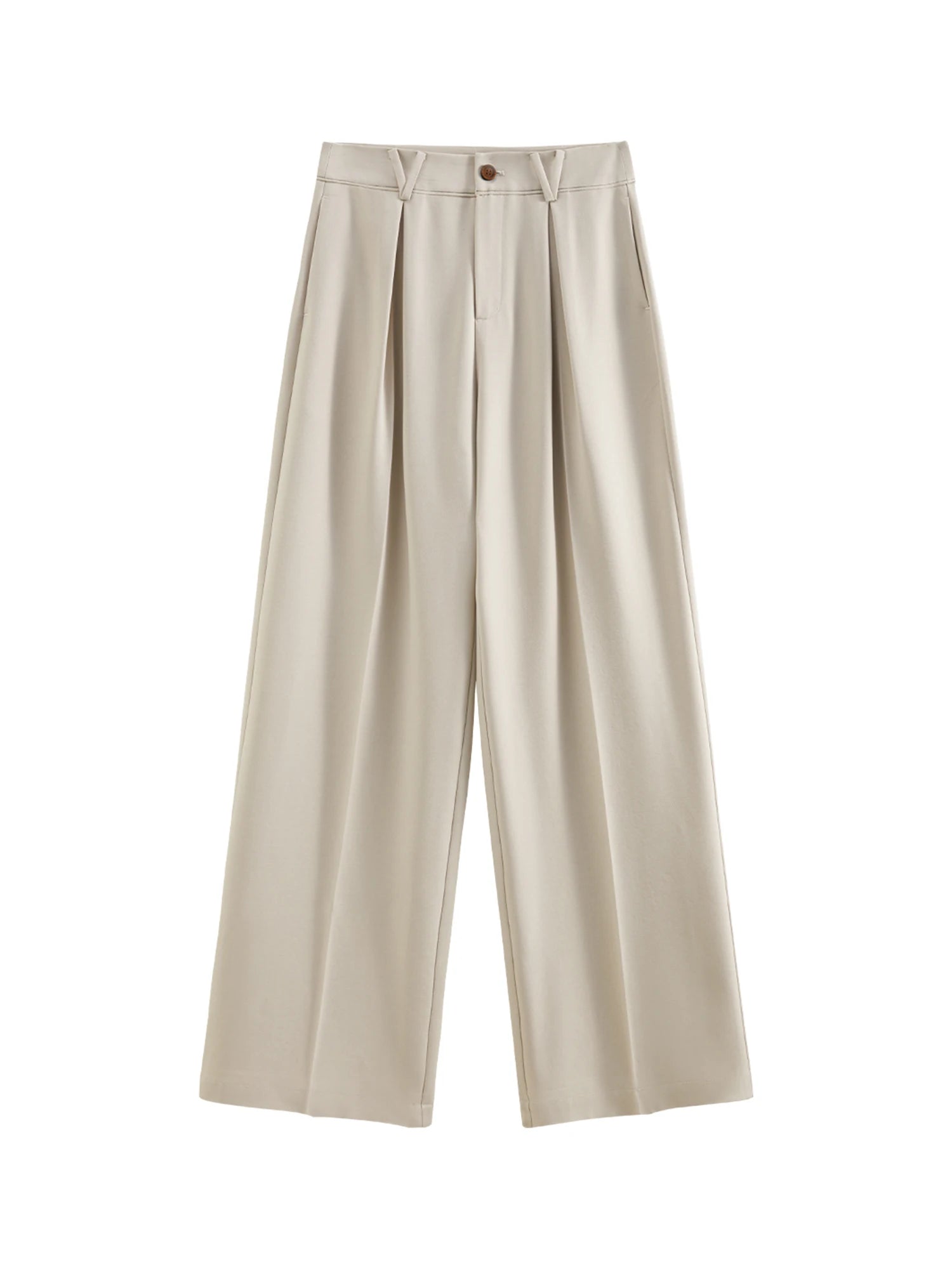 FSLE All-match Casual High Waist Straight Brown Pants For Women 2025 Spring New Design All-match Khaki Chic Pants 25FS11202