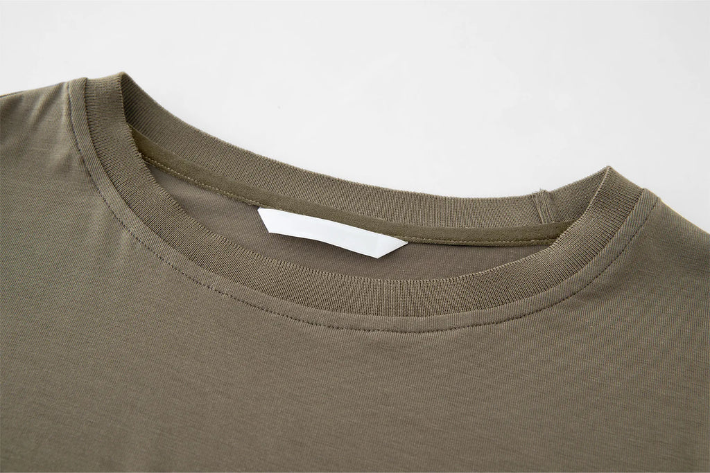 ZIQIAO 2025 Summer Women's Contour Stitch T-Shirt - Structured Round Neck Slim Fit Tee with Cool-Touch Yarn for Urban Explorer