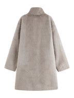 ZIQIAO Korean Style Stand-up Collar Faux Mink Coat for Women 2025 Winter New Style Faux Fur Warm Coat Soft Cozy Streetwear