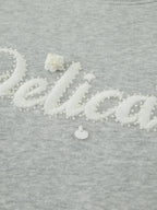 ZIQIAO Heating Pullover Letter Embroidered Thick Sweatshirt for Women 2025 Winter New Round Neck Drop Shoulder Top