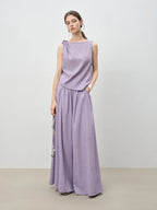 ZIQIAO 2025 Summer Women's Sleeveless Linen Set - Breathable Wide-Leg Styling & Relaxed Elegance Women Pants Set 25ZQ92104