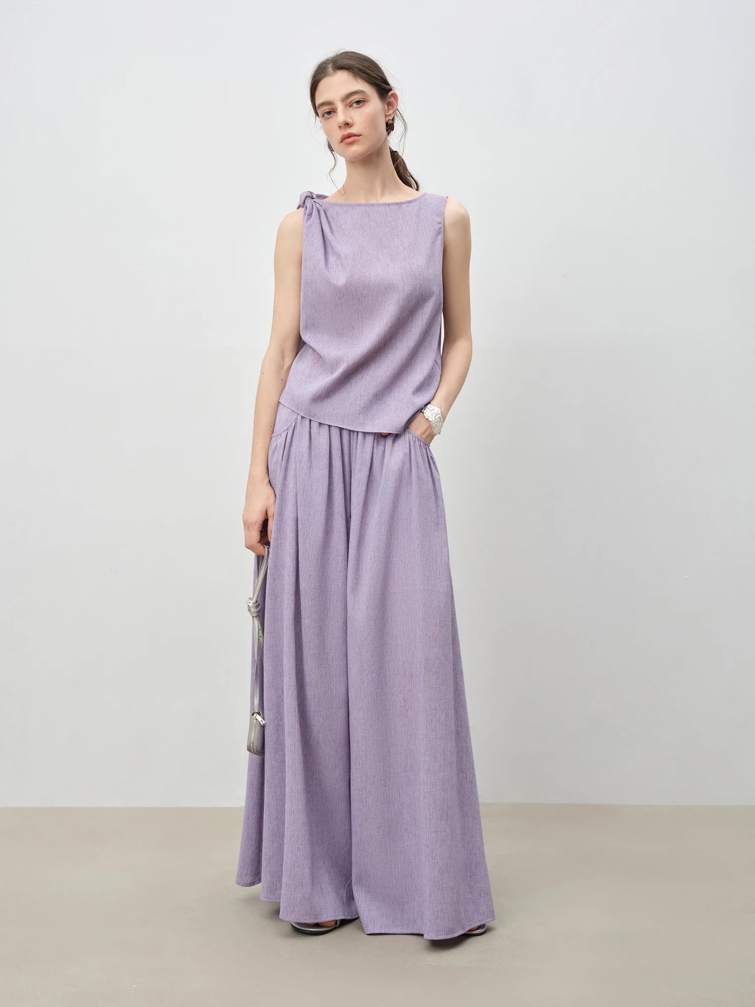 ZIQIAO 2025 Summer Women's Sleeveless Linen Set - Breathable Wide-Leg Styling & Relaxed Elegance Women Pants Set 25ZQ92104