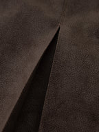 ZIQIAO 2025 Autumn Winter Women Retro Brown PU Leather Box Pleated Skirt - High Waist Midi Length A-Line Skirt for Casual