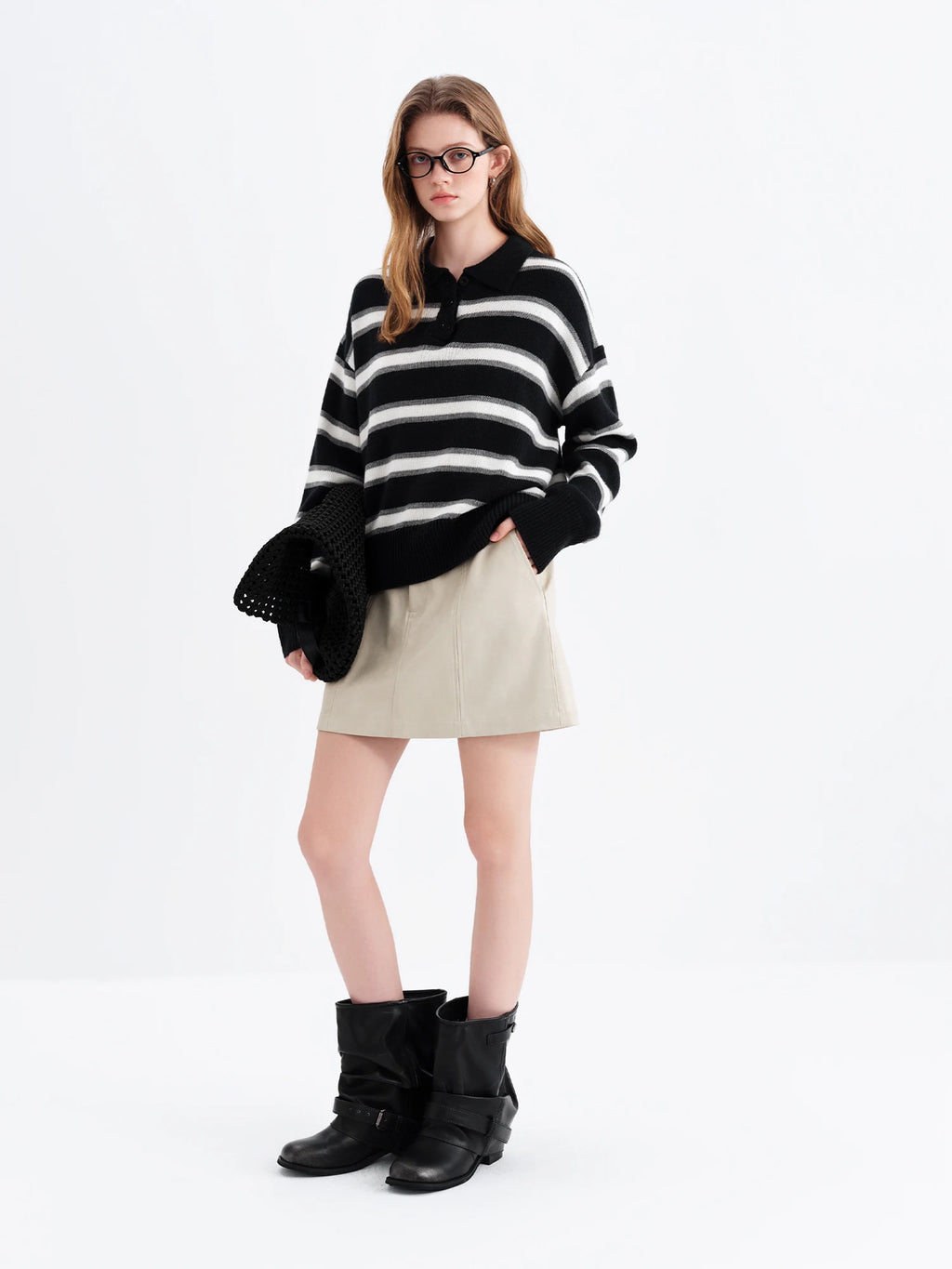 FSLE 2025 Winter Women High Waist A-Line Short Skirt in Faux Leather - Versatile Flattering Stretch Mini Skirt for Daily Casual