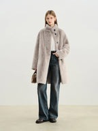 ZIQIAO Korean Style Stand-up Collar Faux Mink Coat for Women 2025 Winter New Style Faux Fur Warm Coat Soft Cozy Streetwear