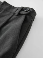 FSLE Women Winter Trousers High Waist Grey Female Cropped Tapered Pants Office Lady Commuter Winter Thicken Black Pant 24FS14471