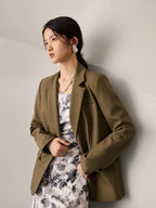ZIQIAO Office Lady Suit Jacket For Women Niche 2023 Autumn New High-End Suit Black Women Casual Loose Coats Solid