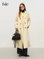 FSLE 【Premium Series】 Cashmere Overcoat 2025 Winter Women's Relaxed Luxury Tailored Coat Suit Collar Winter Wool Long Coat