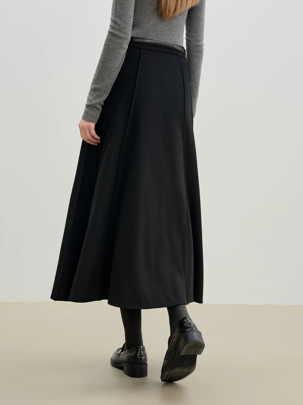ZIQIAO 2025 Autumn Winter New Arrival Elegant 3D-Seamed Wool Draping Flared Umbrella-Style Skirt Stylish Half-Length Slim Skirts