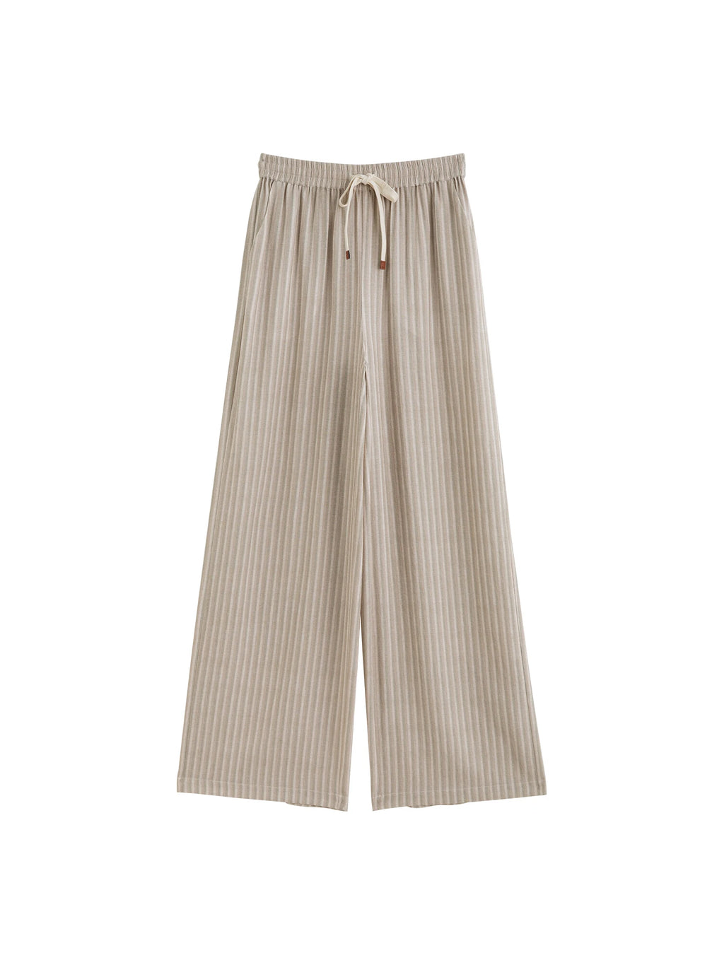 ZIQIAO 2025 Women's Elastic-Waist Wide-Leg Pants - Artistic Stripe & Fluid Drape Silhouette Casual Loose Pants 25ZQ92277