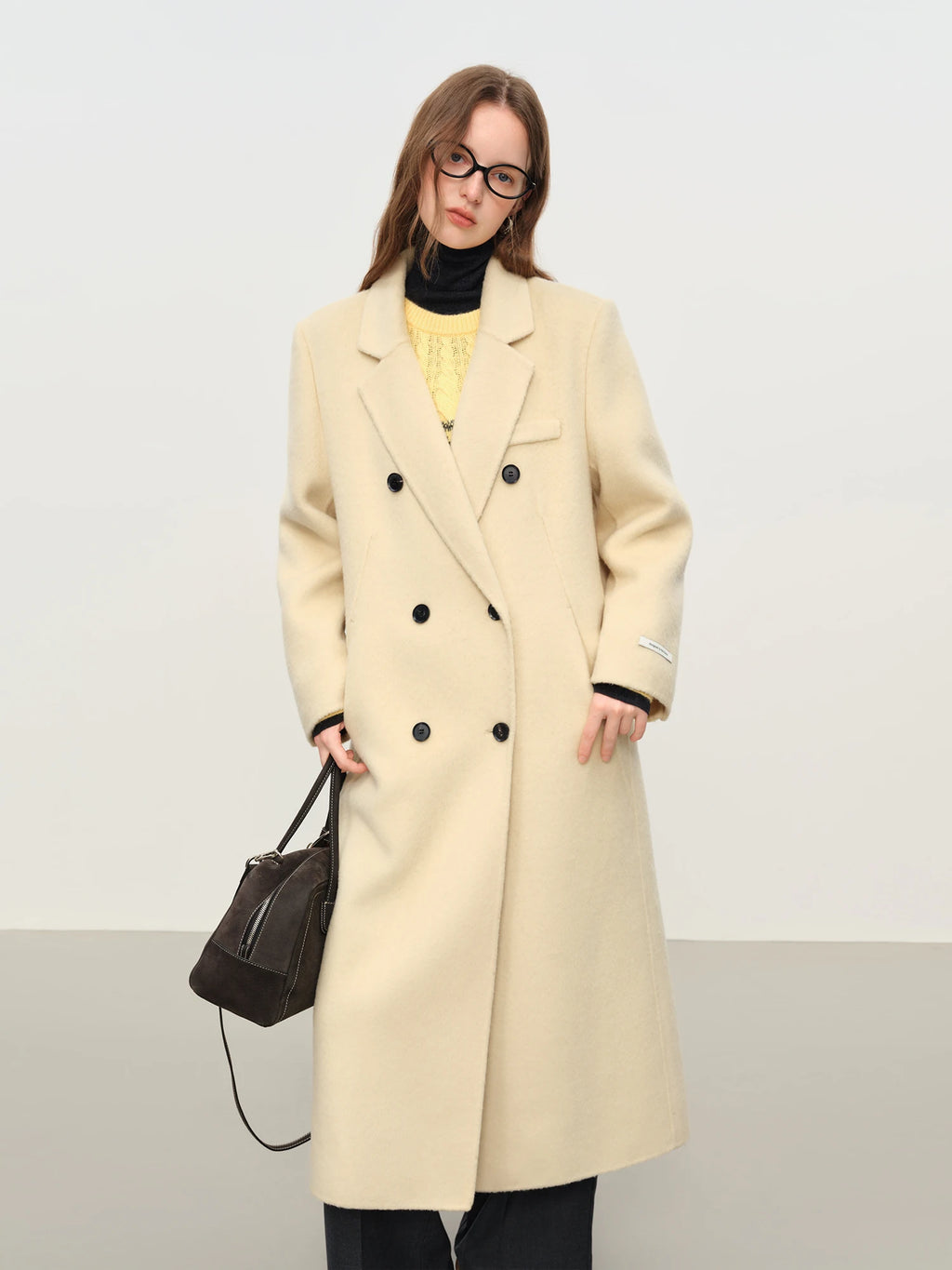FSLE 【Premium Series】 Cashmere Overcoat 2025 Winter Women's Relaxed Luxury Tailored Coat Suit Collar Winter Wool Long Coat