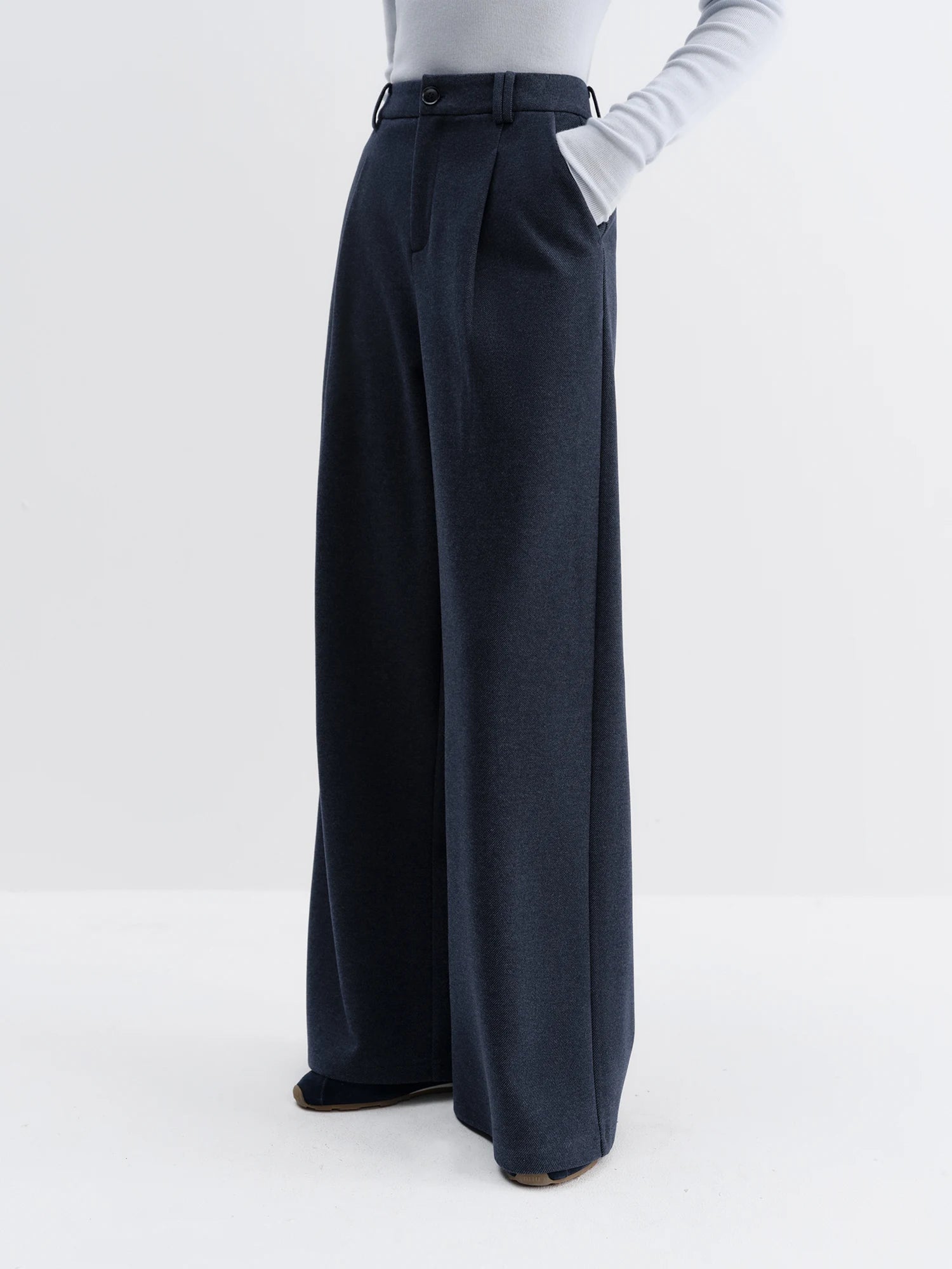 FSLE Commuter Style Starry Sky Wool Straight Wide-leg Pants Leisure Loose Vintage Simple Full-length Korean Style Ins