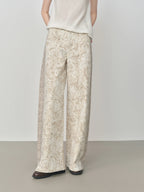 FSLE Retro Full Print Curved Jeans Women 2025 New Autumn Straight Loose Casual Pants 25FS13216