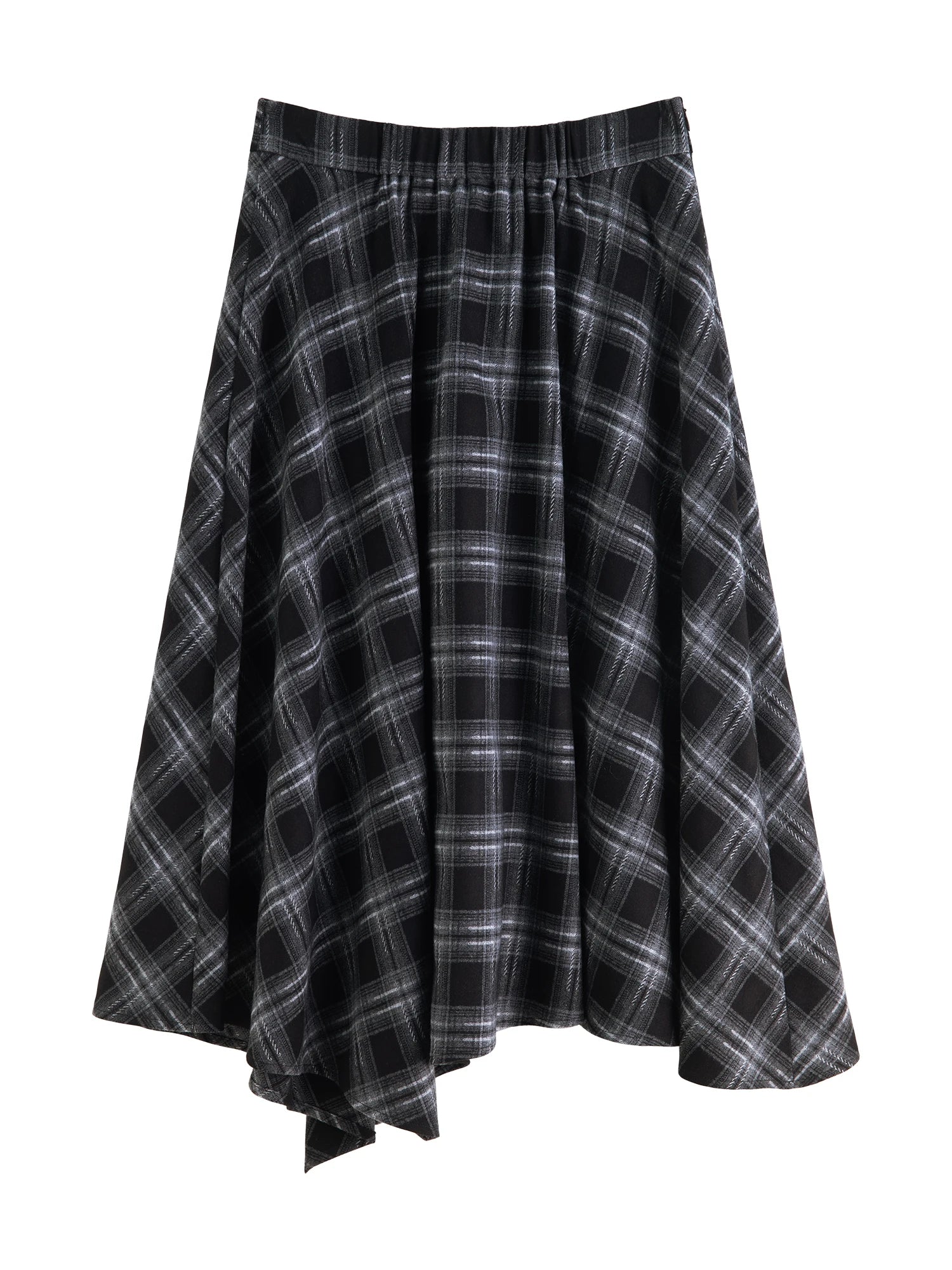 ZIQIAO 2025 Women's Retro Plaid A-Line Skirt - High Waist Flared Swing Midi Skirt with Pleated Detail for Office Casual