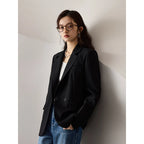 ZIQIAO Office Lady Suit Jacket For Women Niche 2023 Autumn New High-End Suit Black Women Casual Loose Coats Solid