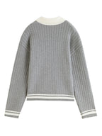 ZIQIAO 2025 Early Autumn New Arrival Stylish Cable Knit Polo Sweater for Petite Women College-inspired Wool Knitwear Pullovers