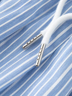 ZIQIAO New Arrival for 2025 Petite Women High-Waisted Blue Striped Pleated Mini A-Line Skirt 25ZQ92312