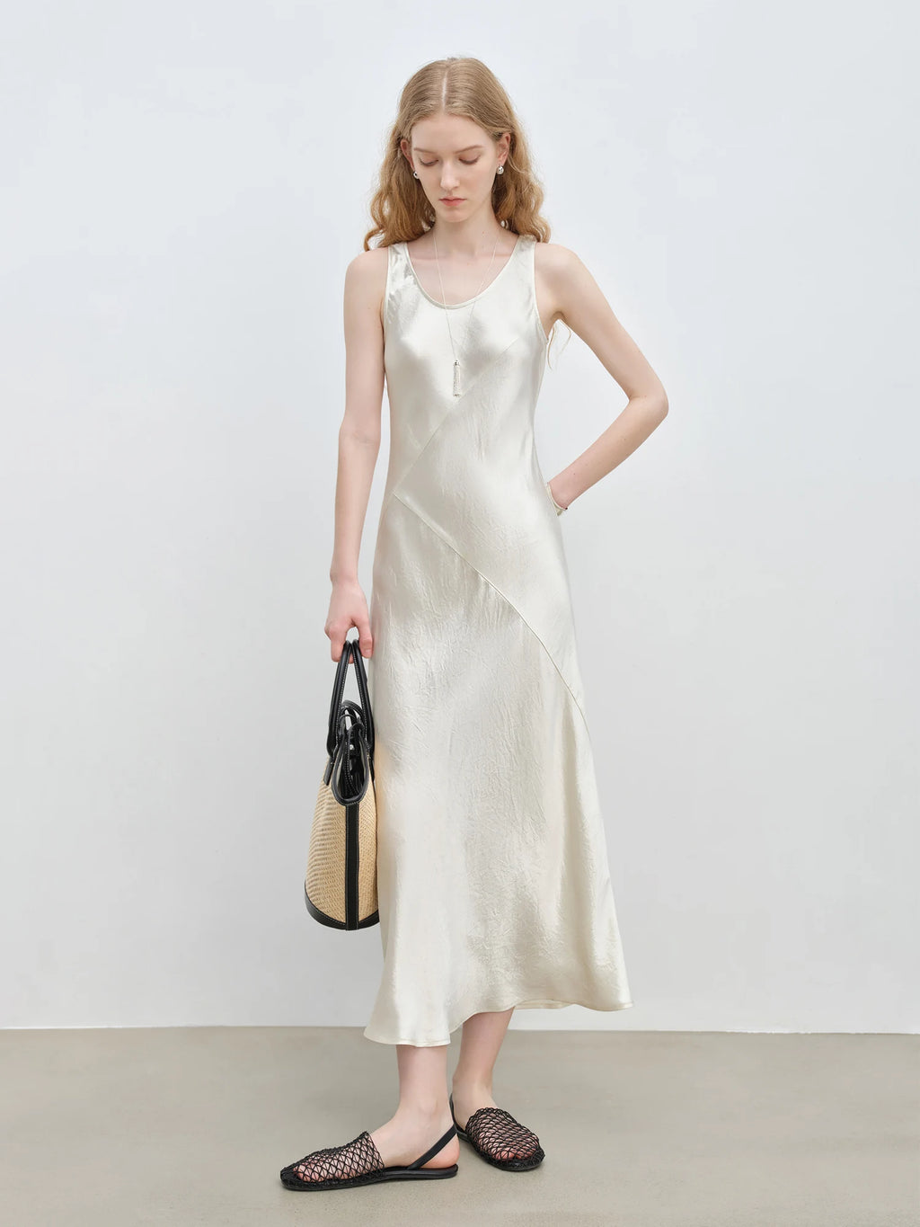 ZIQIAO Little Luxury Acetate Bias Cut Temperament Dress Women's Summer 2025 New Style 25ZQ91103