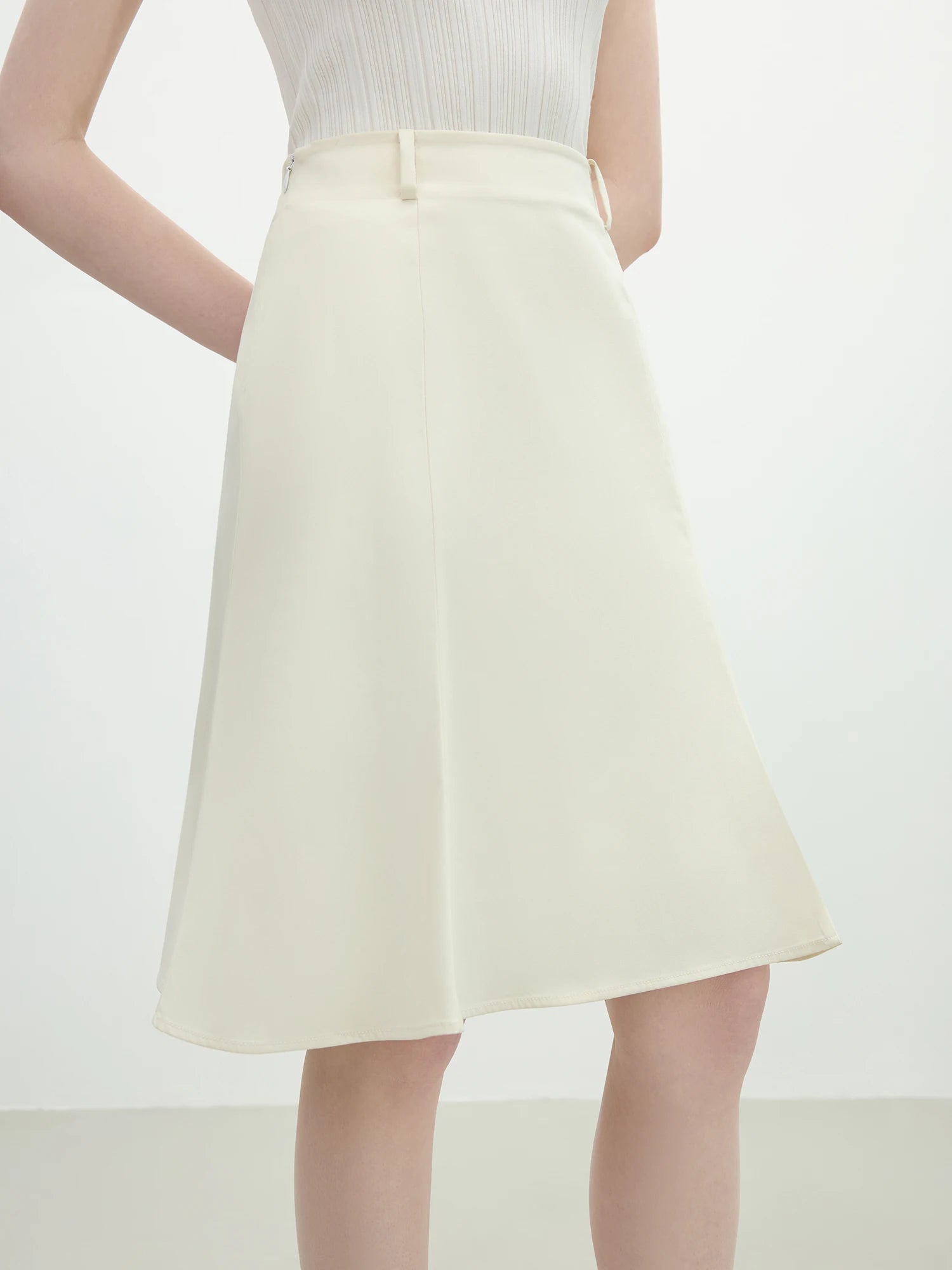 FSLE White Mermaid A-Line Skirt 2025 Summer High-Waisted Office Evening Chiffon Tailored Elegance Casual Loose Skirts 25FS12166