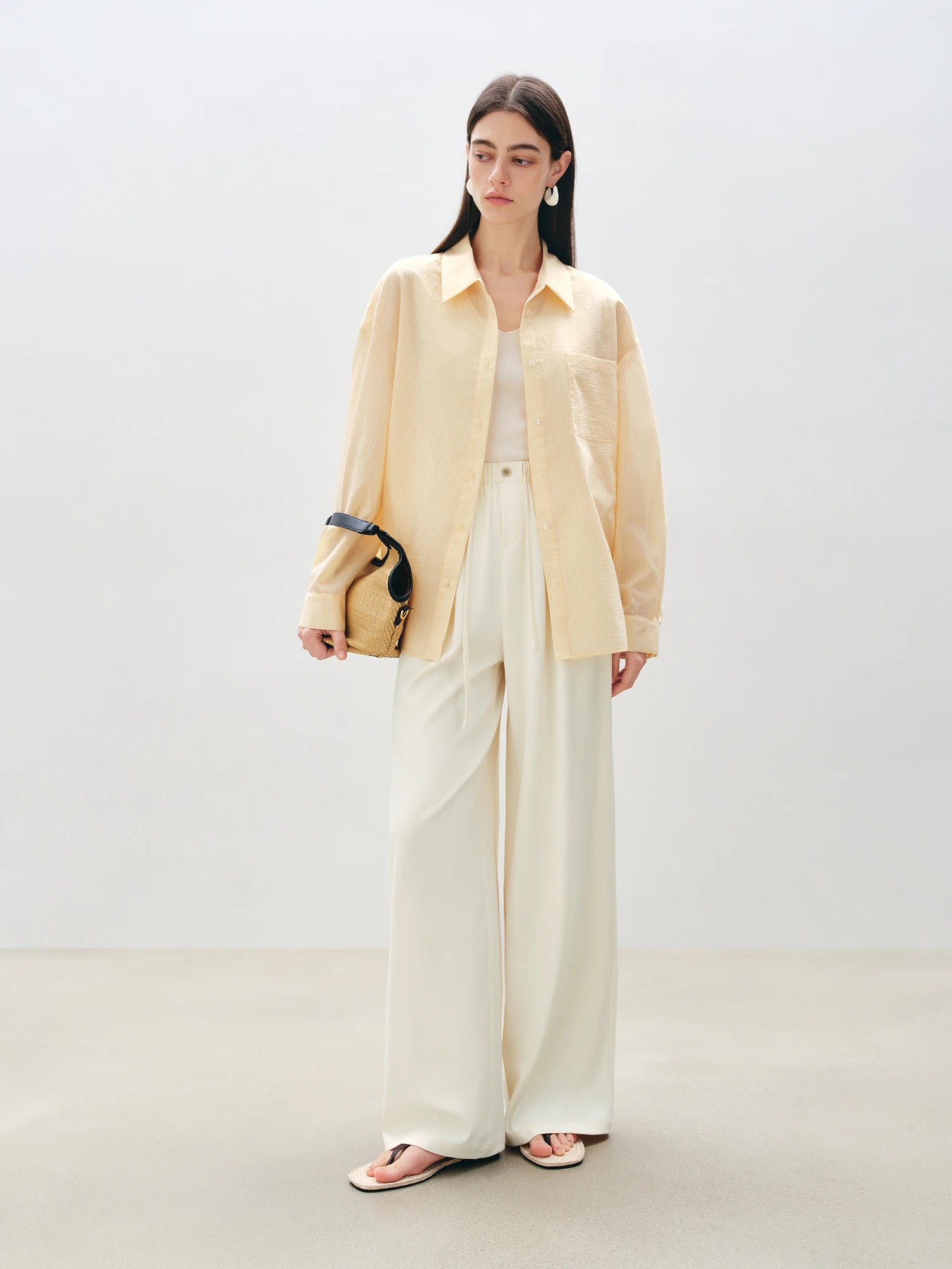 ZIQIAO Minimalist Style Loose Versatile Casual Shirt For Women 2025 Summer New Physical Sun Protection Vacation Top 25ZQ92169