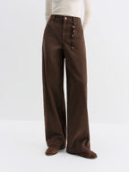 FSLE 2025 Winter Women's Vintage Washed Embroidered Banana Jeans Curved High Waist Wide Leg Trousers Slim Fit Retro Pants