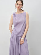 ZIQIAO 2025 Summer Women's Sleeveless Linen Set - Breathable Wide-Leg Styling & Relaxed Elegance Women Pants Set 25ZQ92104