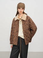 FSLE【Premium Series】Designer Jacket Women Leopard Coat Retro Style Heavy Craftsmanship Outerwear Warm Jacket Casual Streetwear