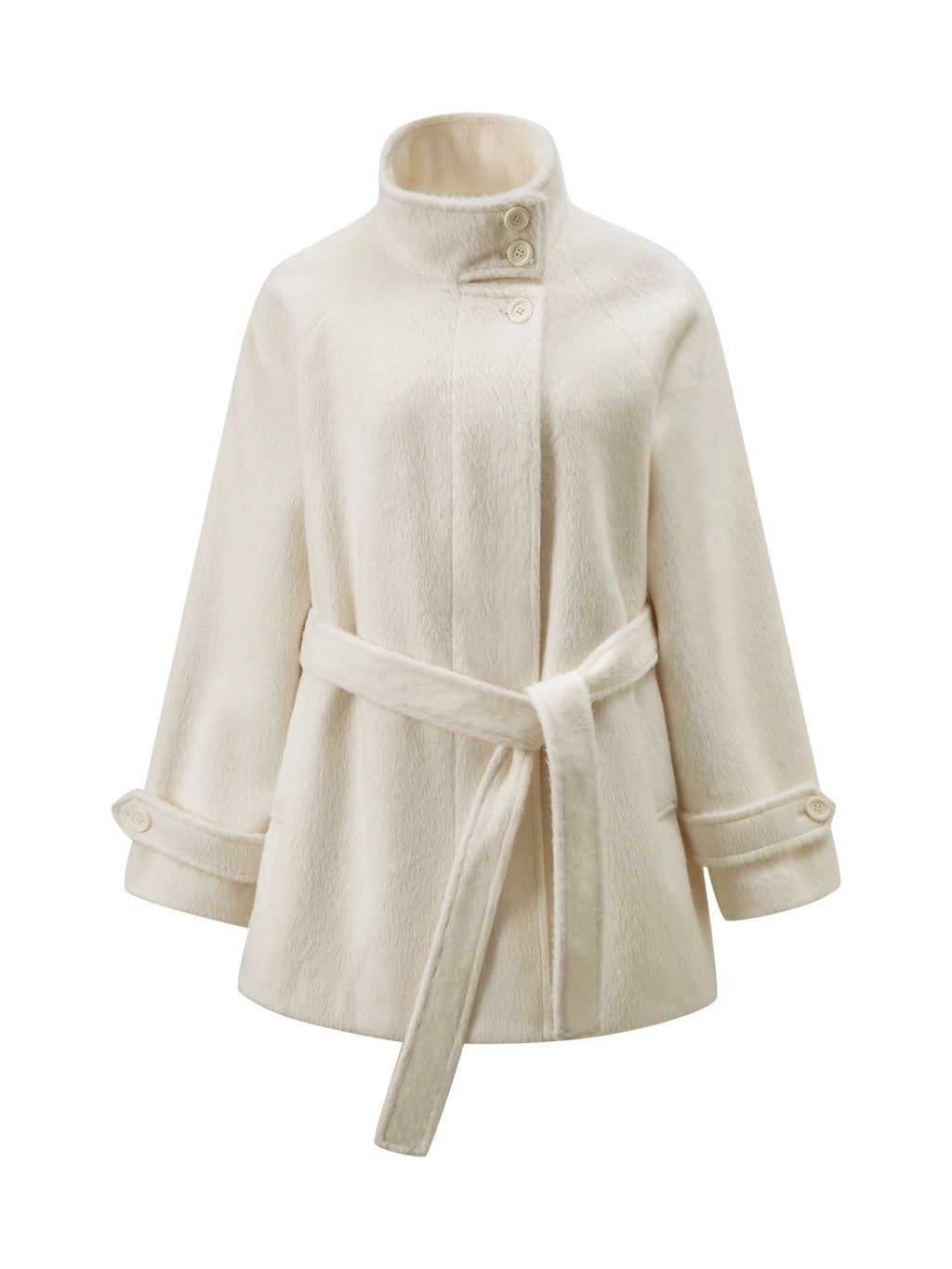 ZIQIAO Korean Style Short White Jacket for Women 2025 Early Winter New Style Stand Collar Stylish Warm Jacket