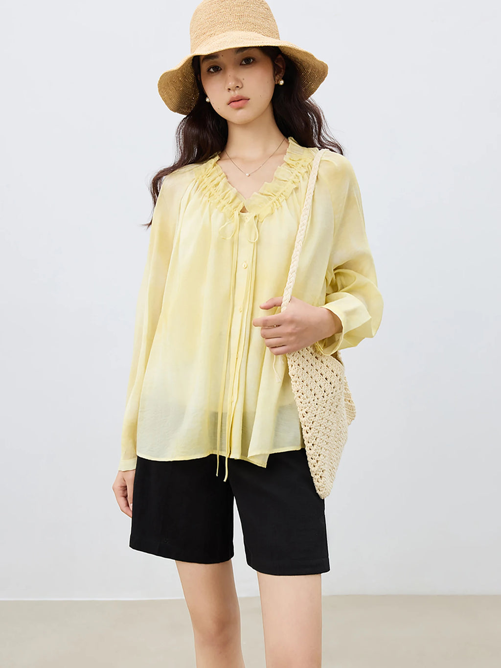 ZIQIAO Women Spring Long Sleeve Chiffon Shirts Blouse+Vest Two Sets V-Neck French Style Floral Women Shirt Tops 25ZQ91125