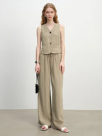 ZIQIAO Old Money Style Vest Wide-leg Pants Set Female 2025 Summer New Temperament High-end Two-piece Outfits 25ZQ92278+25ZQ92272