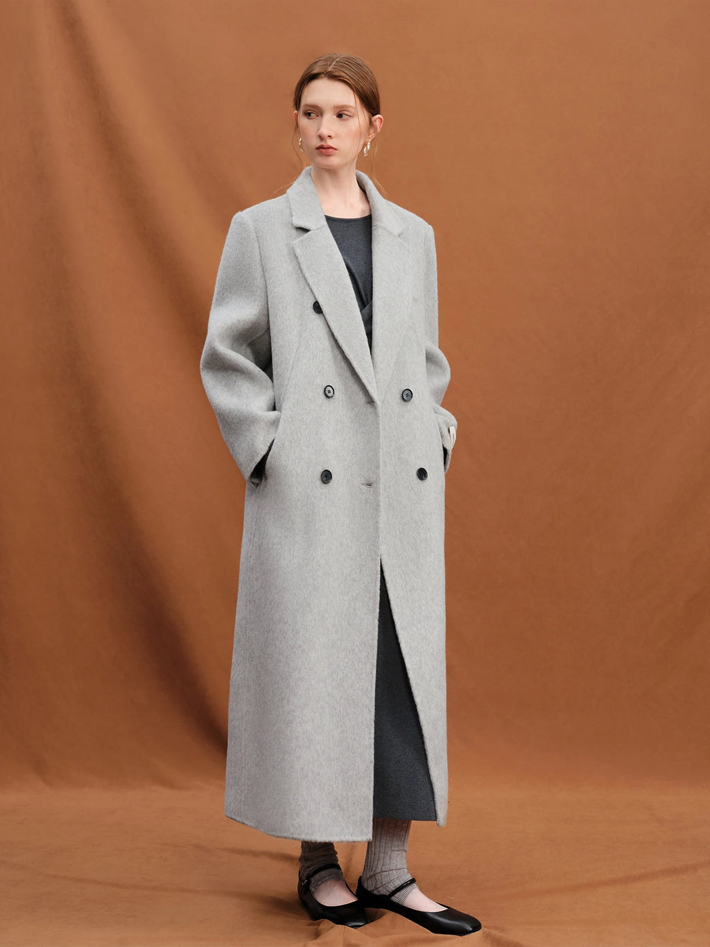 FSLE 【Premium Series】 Cashmere Overcoat 2025 Winter Women's Relaxed Luxury Tailored Coat Suit Collar Winter Wool Long Coat