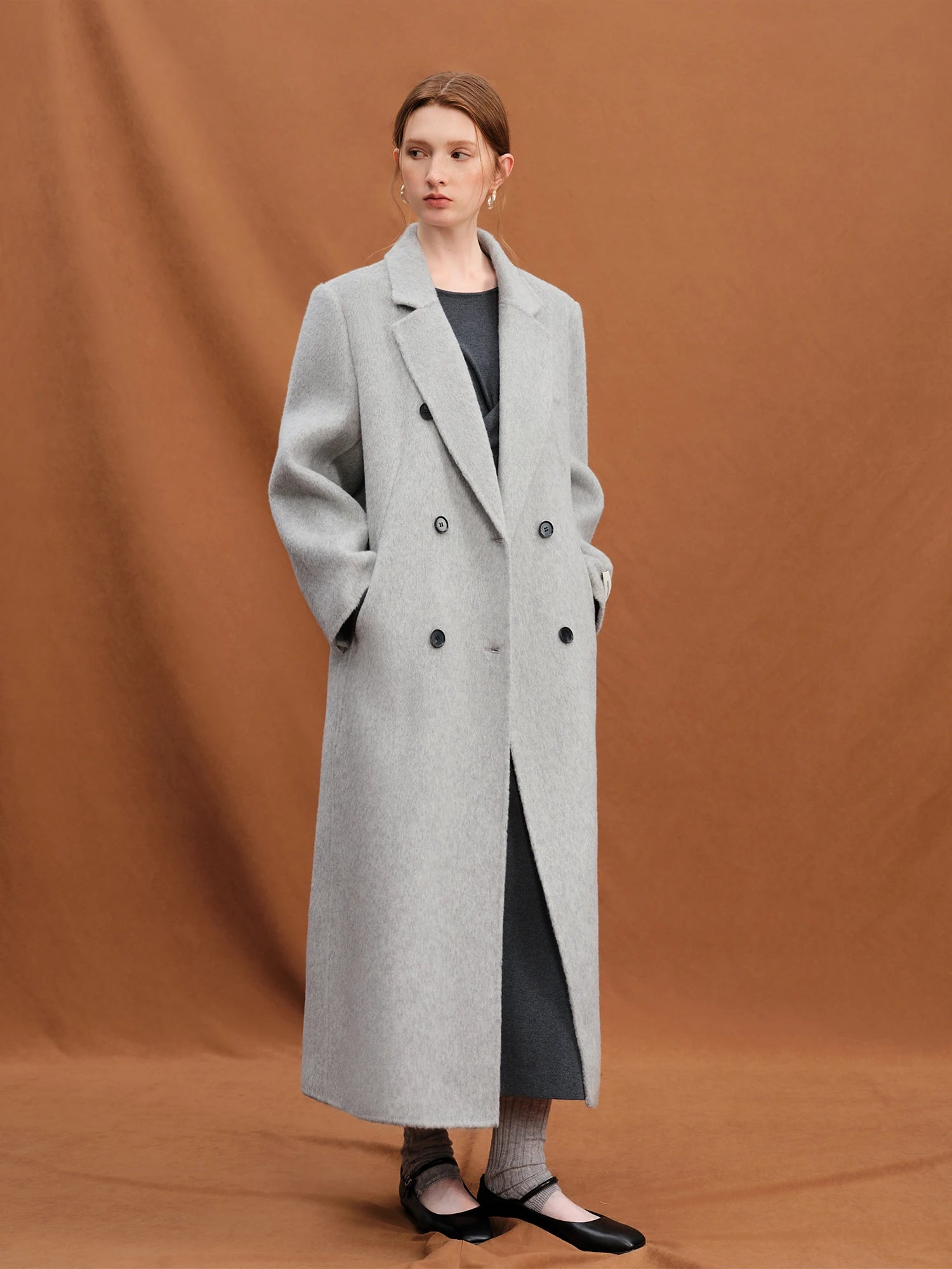 FSLE 【Premium Series】 Cashmere Overcoat 2025 Winter Women's Relaxed Luxury Tailored Coat Suit Collar Winter Wool Long Coat