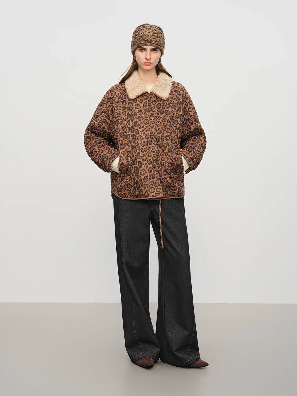 FSLE【Premium Series】Designer Jacket Women Leopard Coat Retro Style Heavy Craftsmanship Outerwear Warm Jacket Casual Streetwear