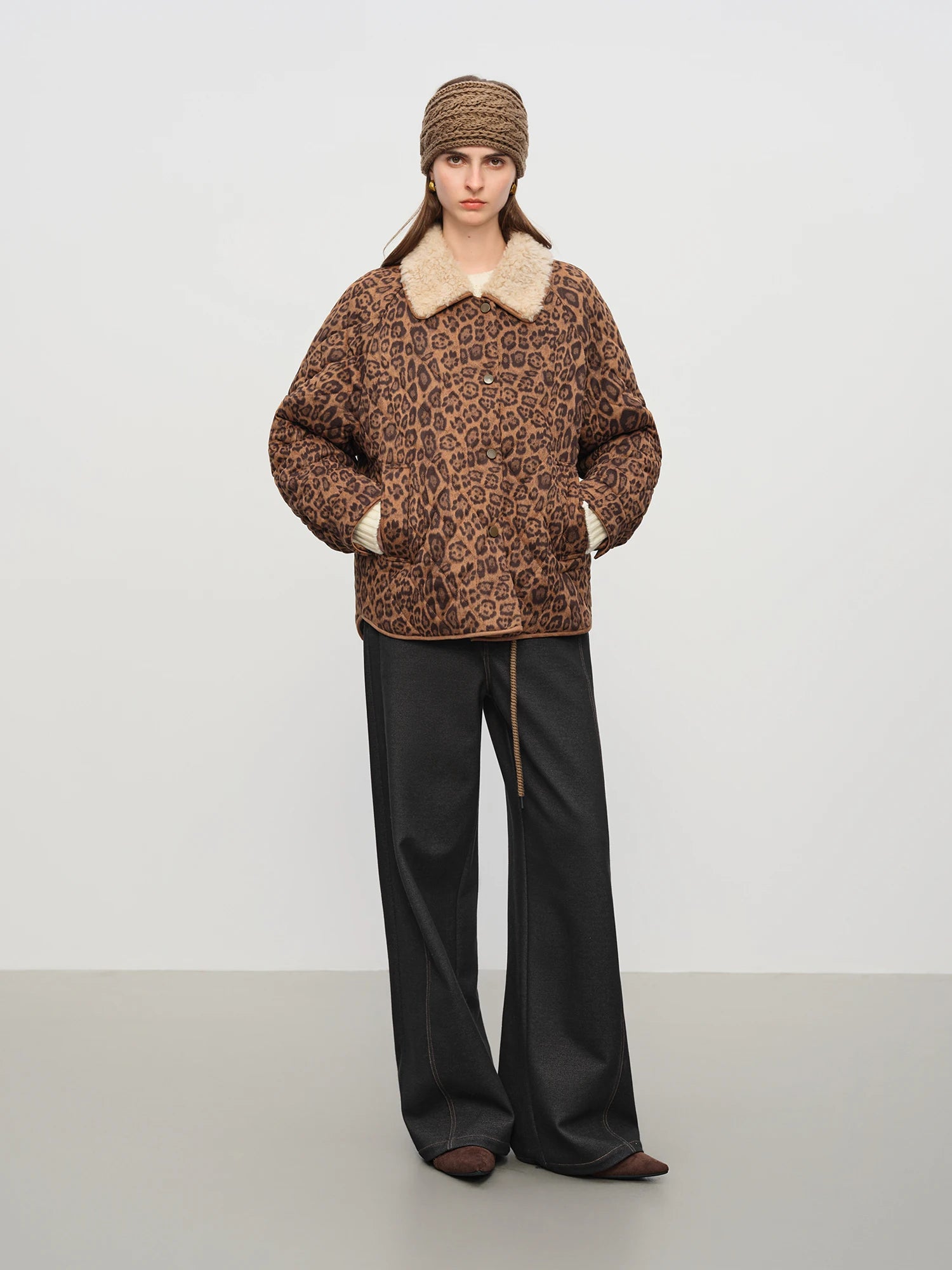 FSLE【Premium Series】Designer Jacket Women Leopard Coat Retro Style Heavy Craftsmanship Outerwear Warm Jacket Casual Streetwear