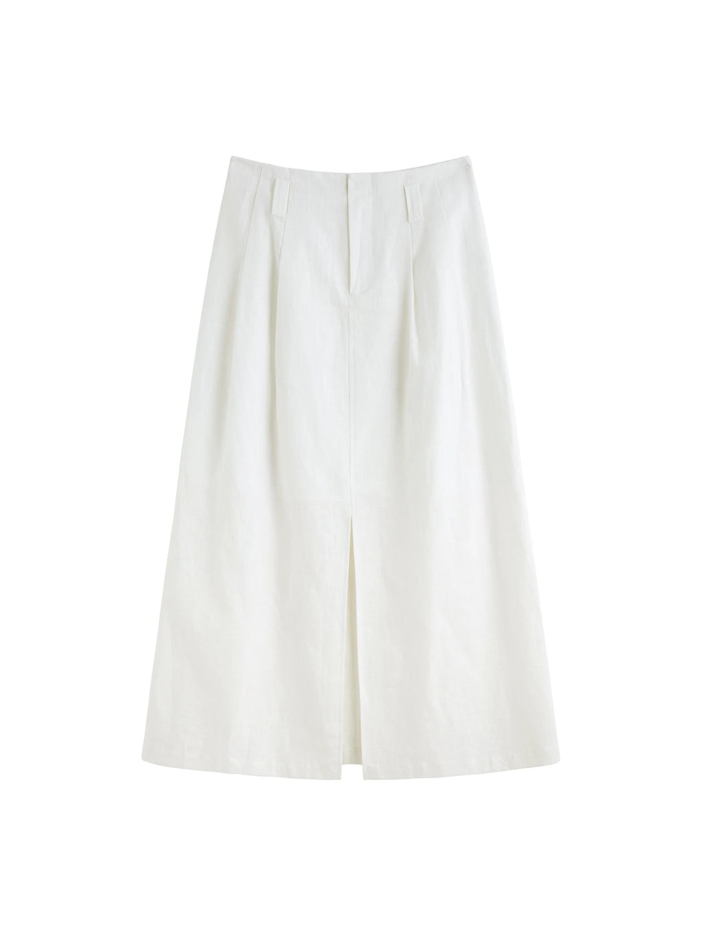 ZIQIAO 2025 Summer Women's Linen A-Line Midi Skirt - Triple Vent Hem & Breathable Styling Casual Loose Skirts 25ZQ92182