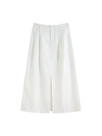 ZIQIAO 2025 Summer Women's Linen A-Line Midi Skirt - Triple Vent Hem & Breathable Styling Casual Loose Skirts 25ZQ92182