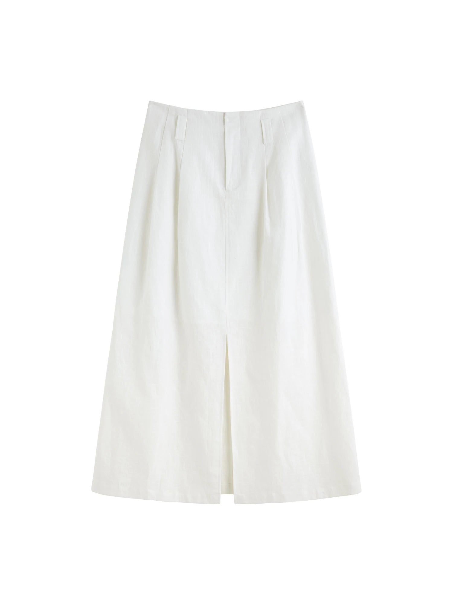 ZIQIAO 2025 Summer Women's Linen A-Line Midi Skirt - Triple Vent Hem & Breathable Styling Casual Loose Skirts 25ZQ92182